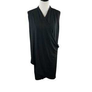 Clara Sun Woo Crossover Style Tulip Hem Dress Women Large Black Jersey Knit